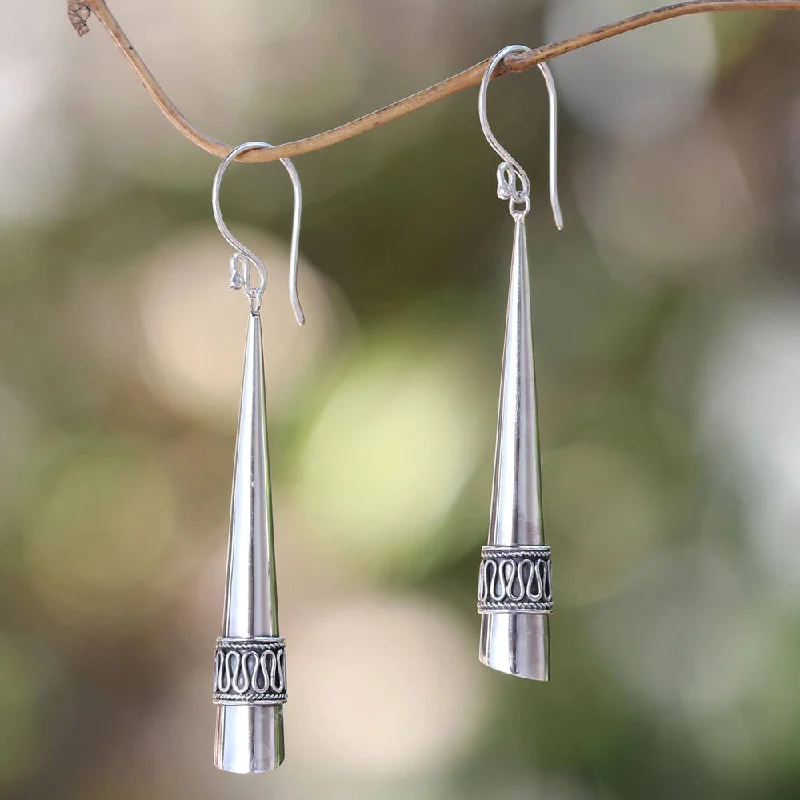 Handmade Sterling Silver 'Modern Paths' Earrings (Indonesia)