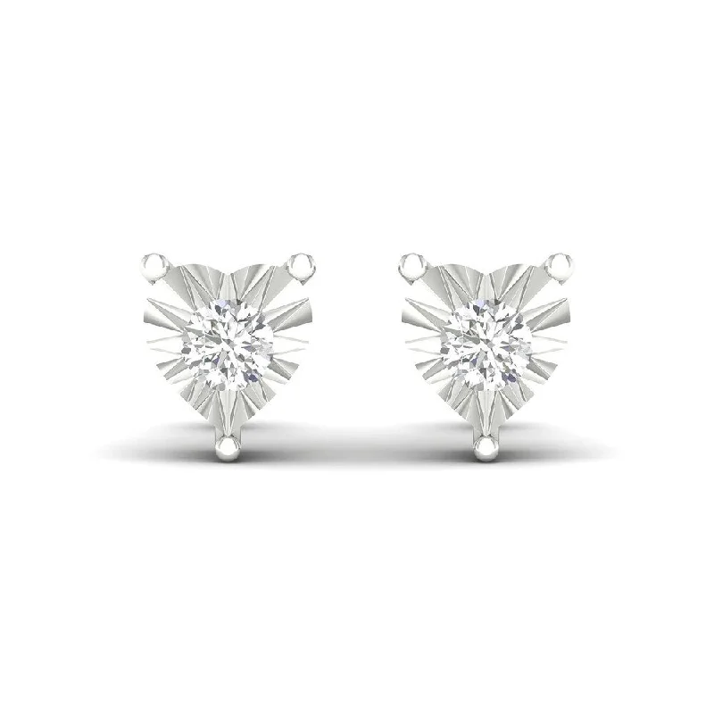 De Couer 10k White Gold 1/10ct TDW Diamond Heart Stud Earrings