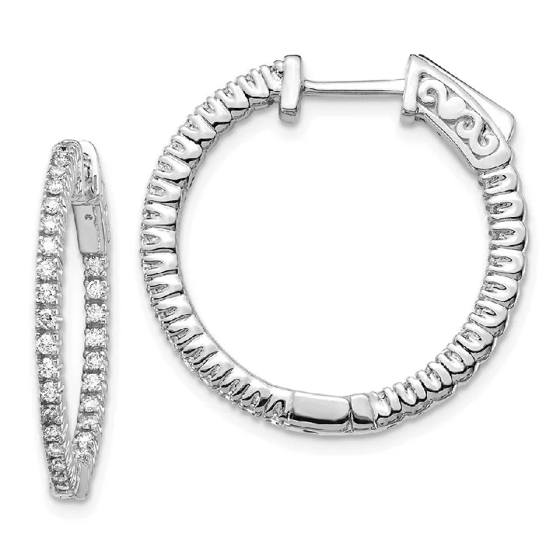 14k White Gold Lab Grown Diamond Hoop Earrings ( Clarity- SI1-SI2, Color- G-H)