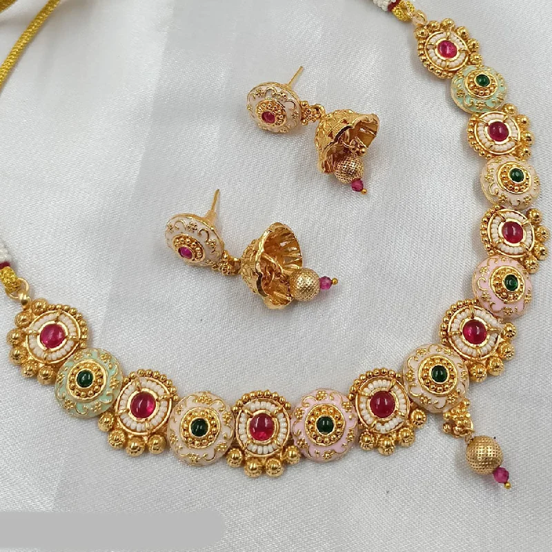 Padmawati Bangles Copper Gold Pota Stone Necklace Set