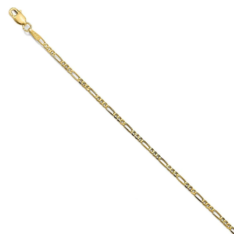 1.8mm 14k Yellow Gold Flat Figaro Chain Bracelet