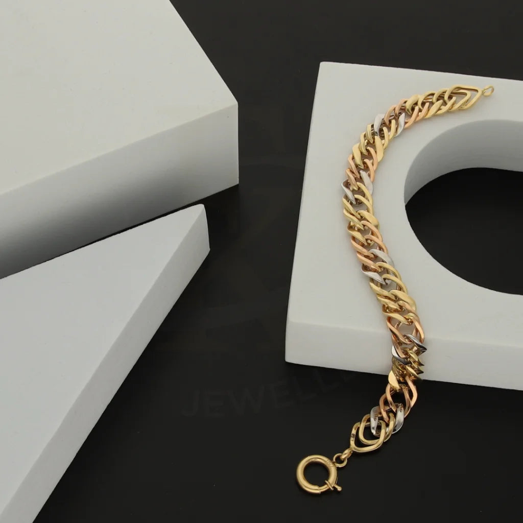 Tri Tone Gold Curb Bracelet 18KT - FKJBRL18K7322