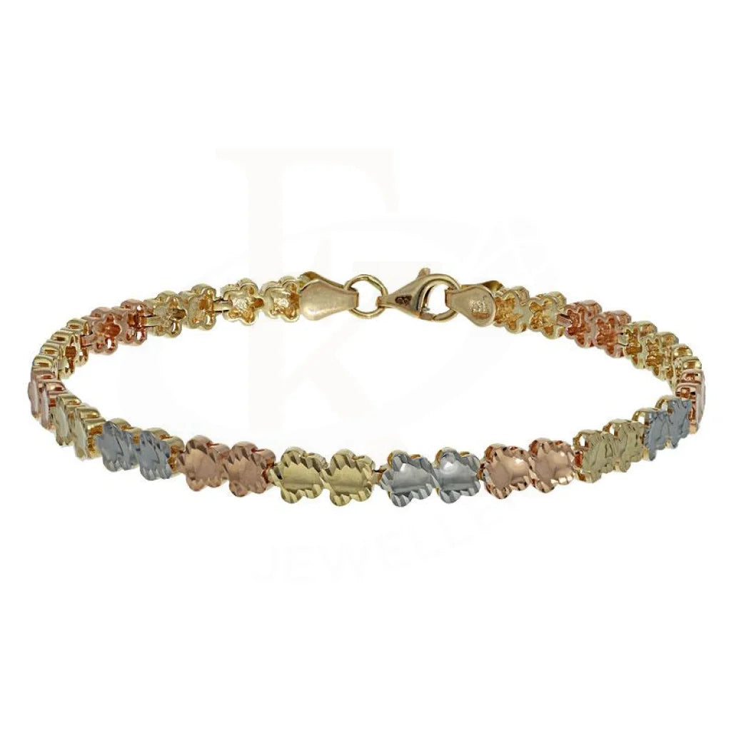 Gold Tri-Color Flowers Bracelet 18KT - FKJBRL2120