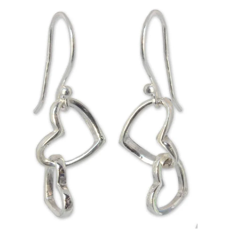 Handmade Sterling Silver 'Locked in Love' Heart Earrings (Thailand)