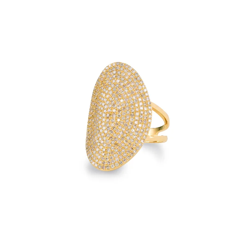 Tara Mikolay Raw Pave Diamond Oblong Saddle Ring