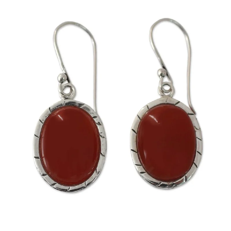 Handmade Captivating Sunset Sterling Silver Carnelian Earrings (India)