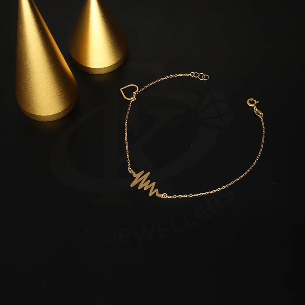 Gold Heartbeat and Heart Shaped Bracelet 21KT - FKJBRL21KM5018