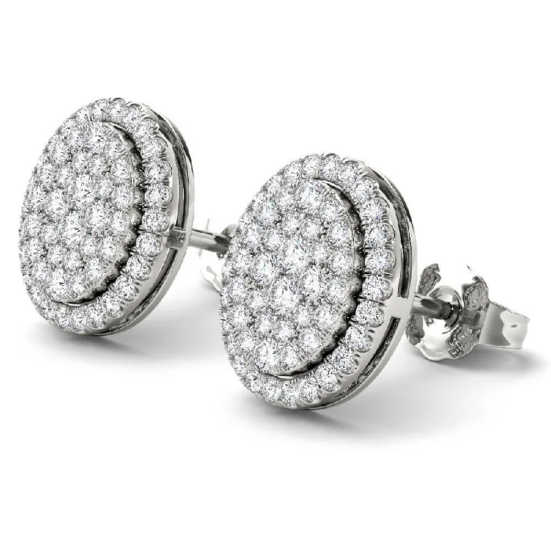 De Couer 14K White Gold 1/2ct TDW Diamond Halo Earrings - White H-I