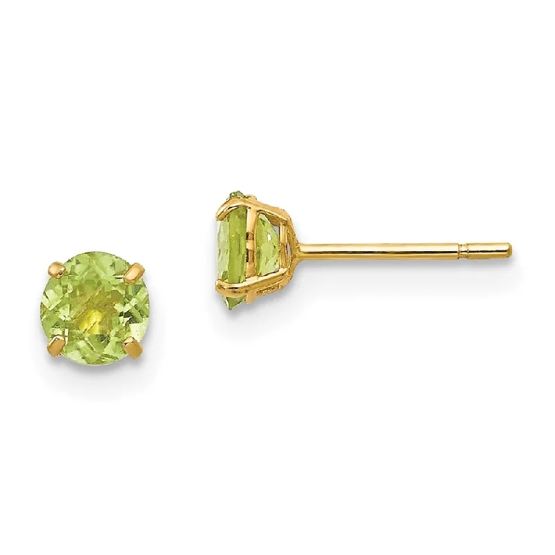 14k Yellow Gold Round Peridot Stud Earrings (L-4 mm, W-4 mm)