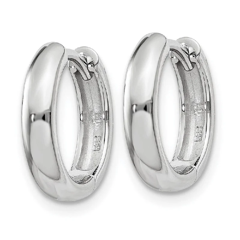 Diamond2Deal 14K White Gold Round Hinged Hoop Earrings (L- 10 mm, W- 3 mm)