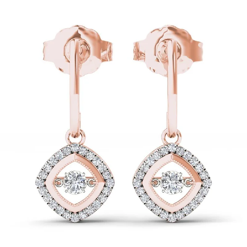 De Couer IGI Certified 10k Rose Gold 1/3ct TDW Diamond Dangle Earrings