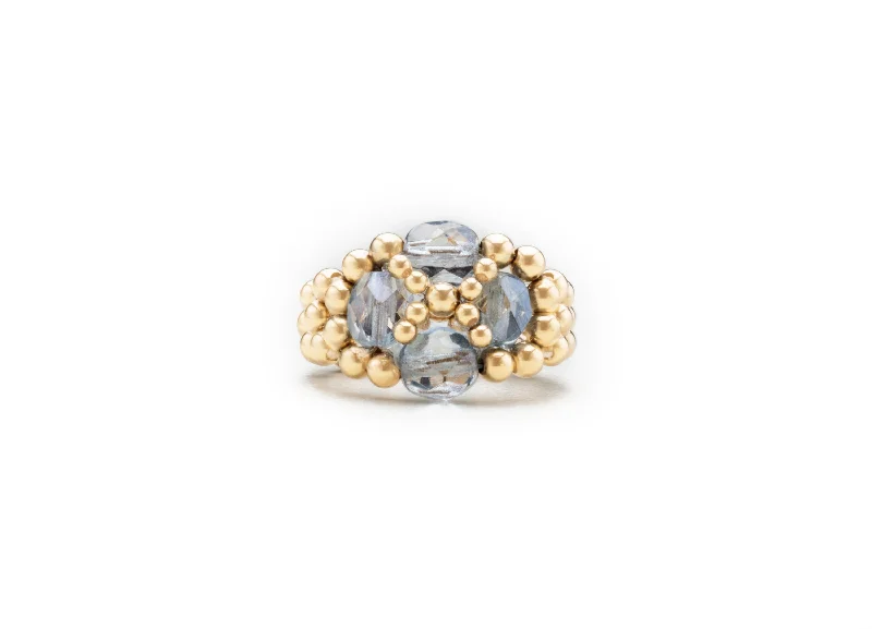 Czech Glass Floret Rings, Gold