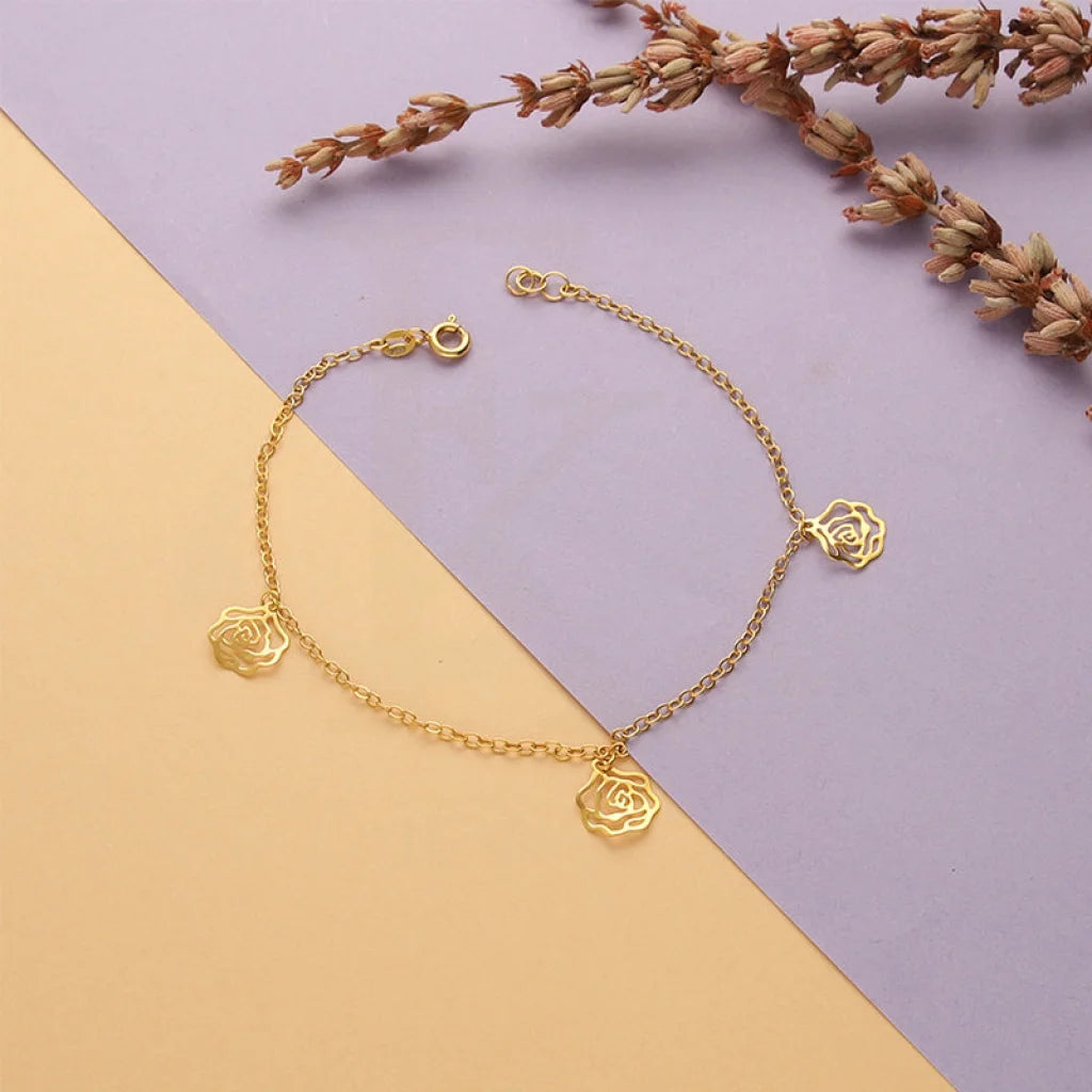 Gold Hanging Flowers Bracelet 21KT - FKJBRL21KM5021