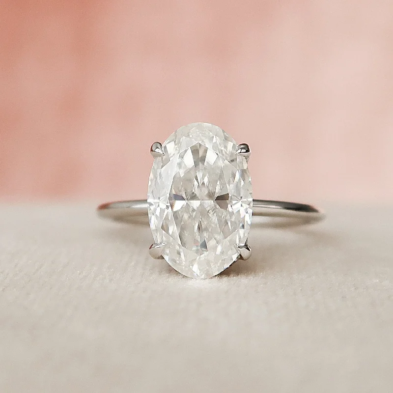 3.5 CT Oval Cut Moissanite Hidden Halo Engagement Ring