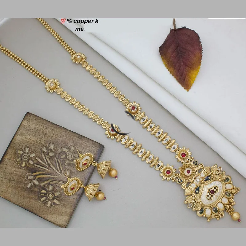 Manisha Jewellery Gold Plated Pota Stone Long Necklace Set