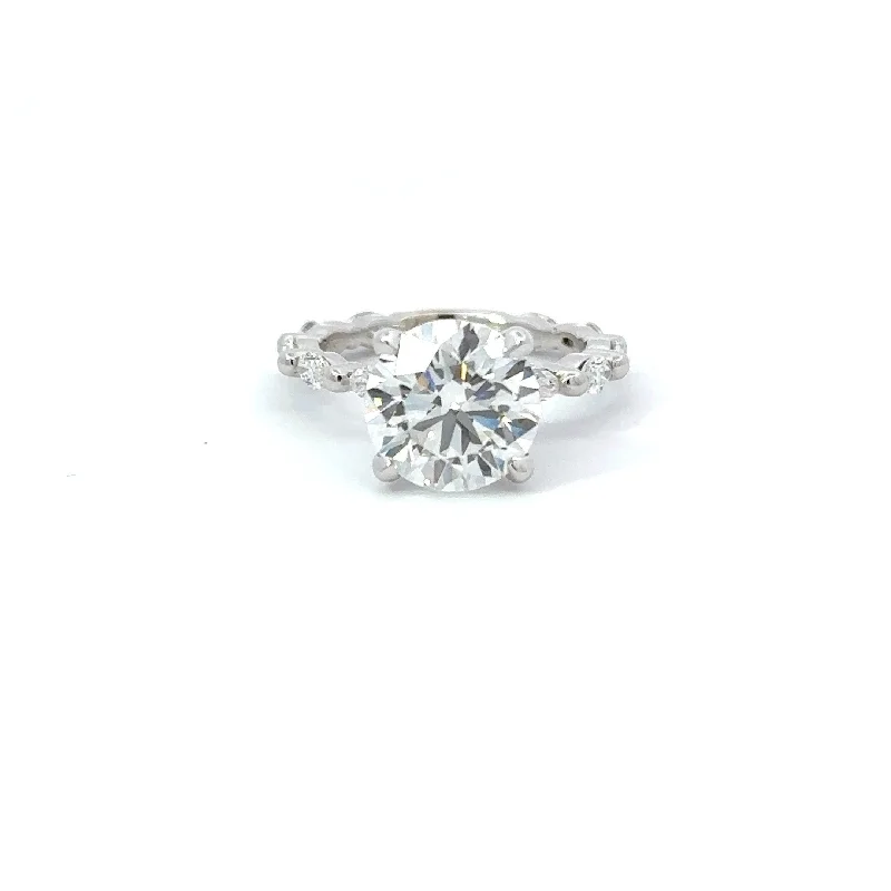 3.04 Round Lab Grown Diamond Engagement Ring with Hidden Halo