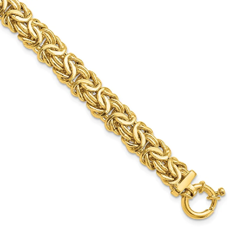 Italian 8mm Byzantine Chain Bracelet in 14k Yellow Gold, 7.5 Inch