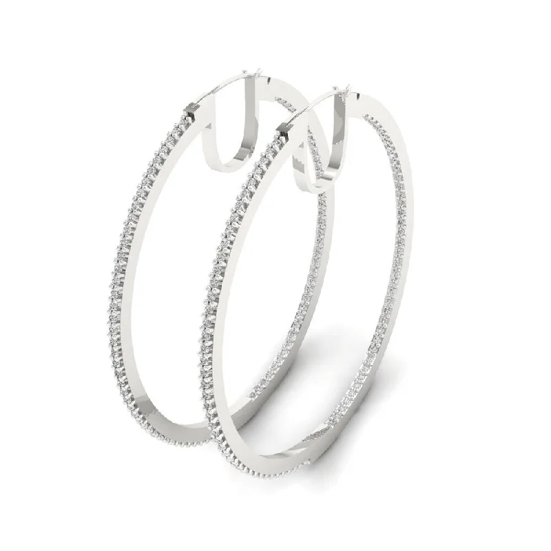 1/2ct T.W Diamond Classic Hoop Earrings in Sterling Silver