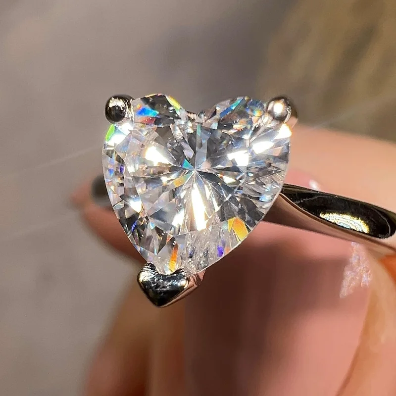 "Amora" 3.28 Carat Solitaire Heart Shape Cut Diamond Engagement Ring