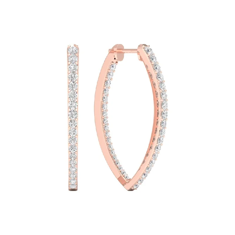 1 ct TDW Diamond Hoop Earrings in 10k Gold by De Couer