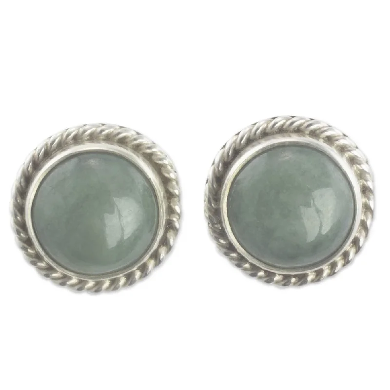 Handmade Sterling Silver 'Life' Jade Earrings (Guatemala)