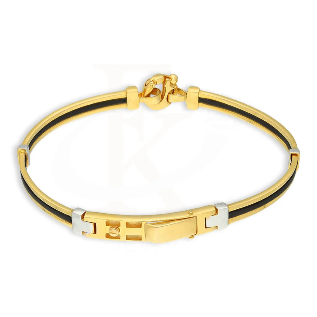 Gold Leather Band Bracelet 22KT - FKJBRL22K5029