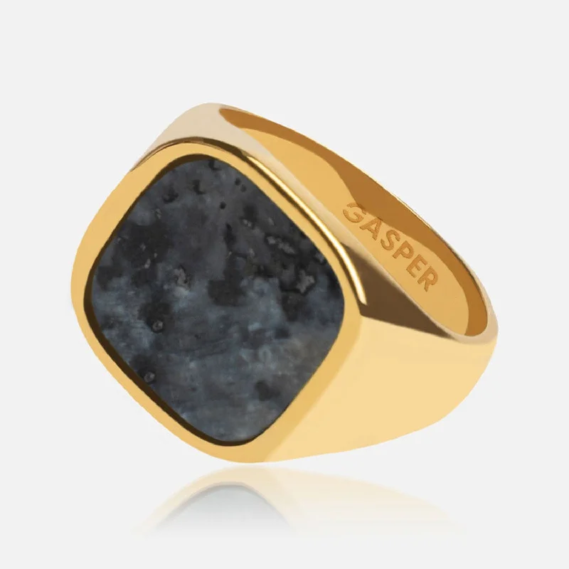 Square Black Spectrolite Ring