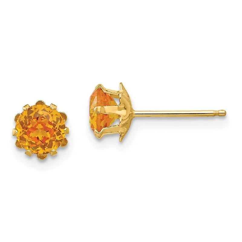 14k Yellow Gold Synthetic Yellow CZ Stud Earrings (L-5 mm, W-5 mm)