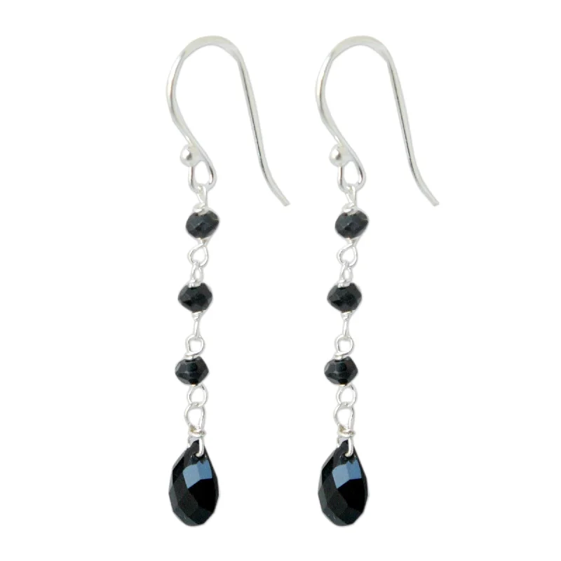 Handmade Sterling Silver Lady from Bangkok Onyx Earrings (Thailand)