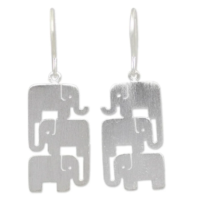 Handmade Sterling Silver Animal Theme Dangle Earrings (Thailand)