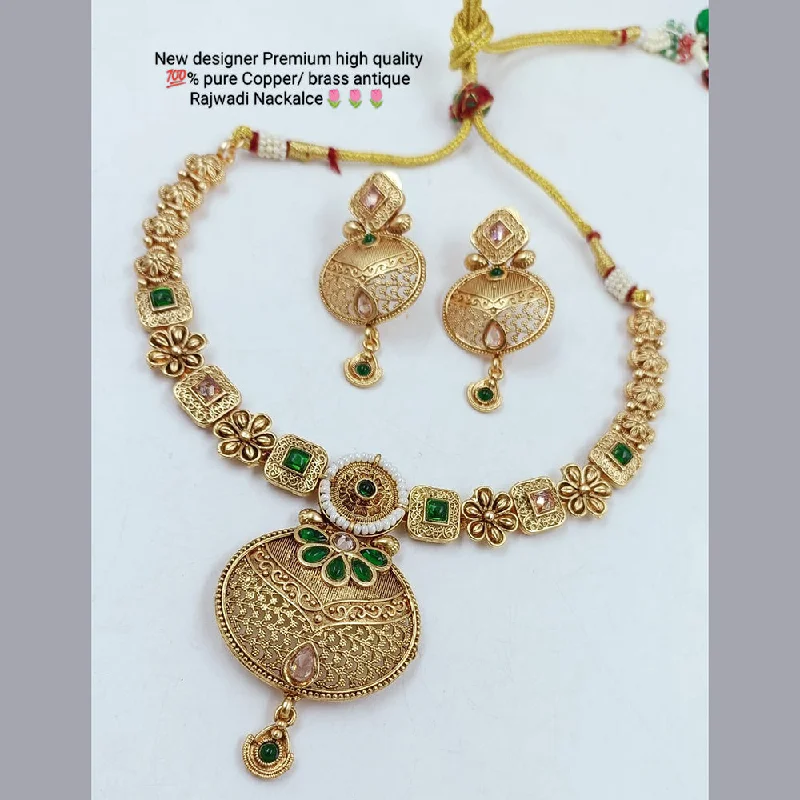 Manisha Jewellery Gold Plated Pota Stone Necklace Set