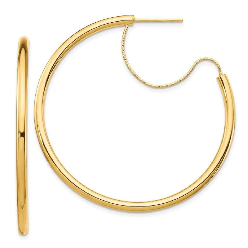 14k Yellow Gold 2.5x40mm Diamond Cut wire Hoop Earrings (L-46.23 mm, W-40 mm)