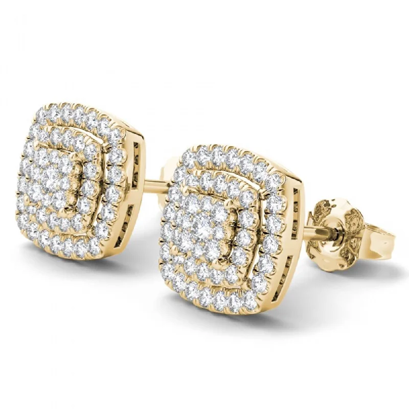 De Couer IGI Certified 14K Yellow Gold 1/2ct TDW Diamond Halo Earrings