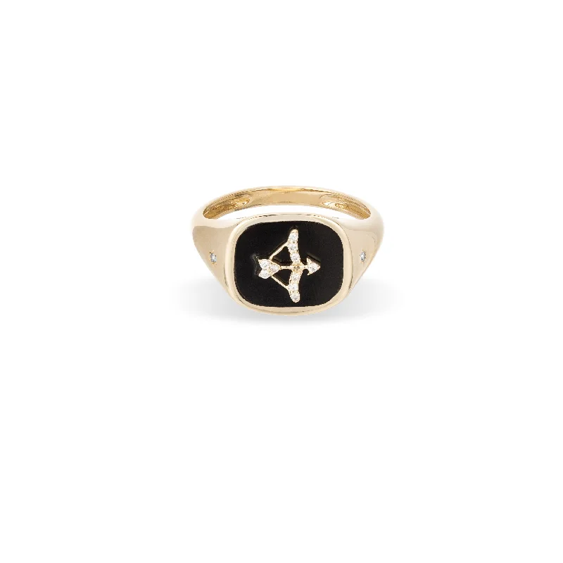 Zodiac Ceramic + Diamond Sagittarius Signet Ring