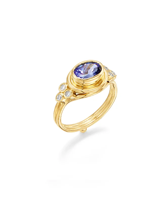 18K Tanzanite Temple Ring