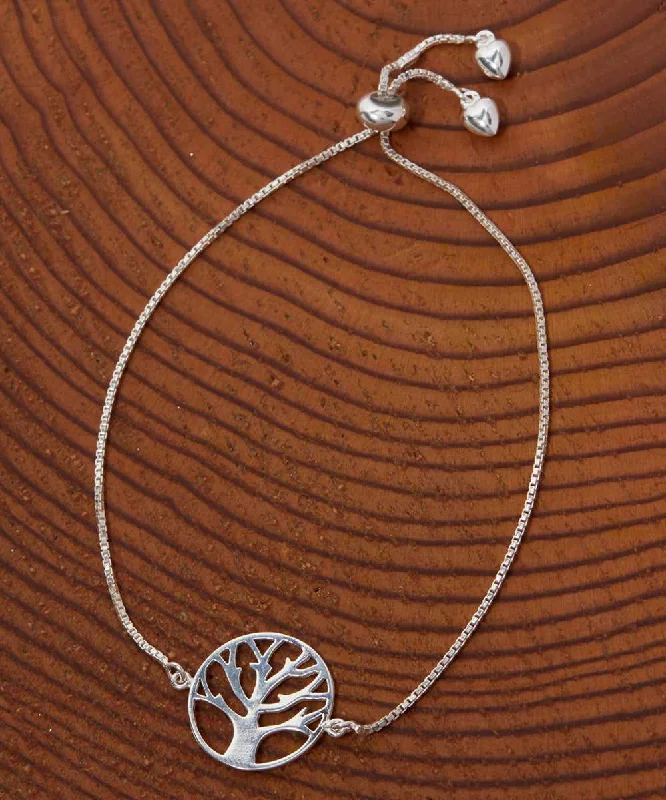 Italian Sterling Silver Tree Of Life Adjustable Bracelet