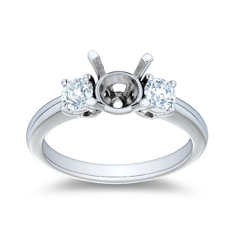 .50ctw Three Stone Semi Mount Platinum Engagement Ring