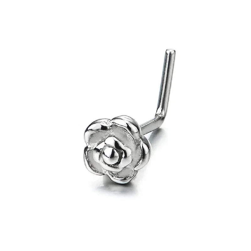 Stainless Steel Rose Flower Screw Nose Rings Studs Body Jewelry Piercing