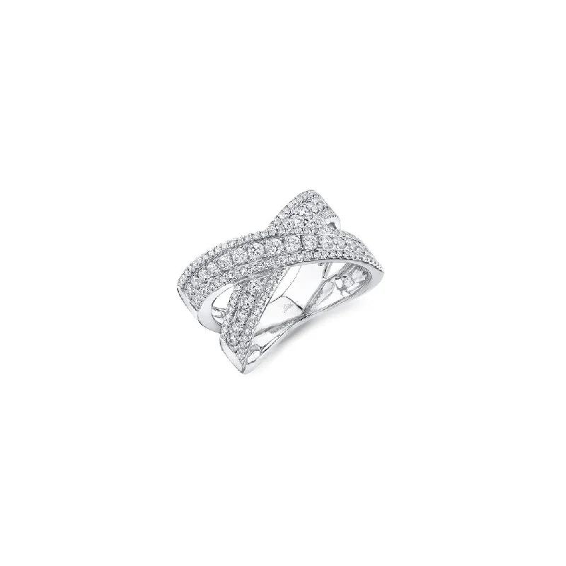 Shy Creation Diamond Bridge Encrusted Crossover Ring