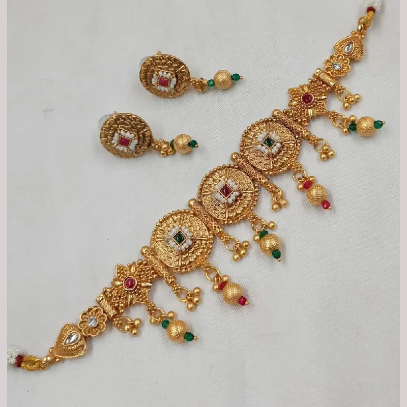 Padmawati Bangles Gold Plated Kundan Stone And Pearls Choker Necklace Set