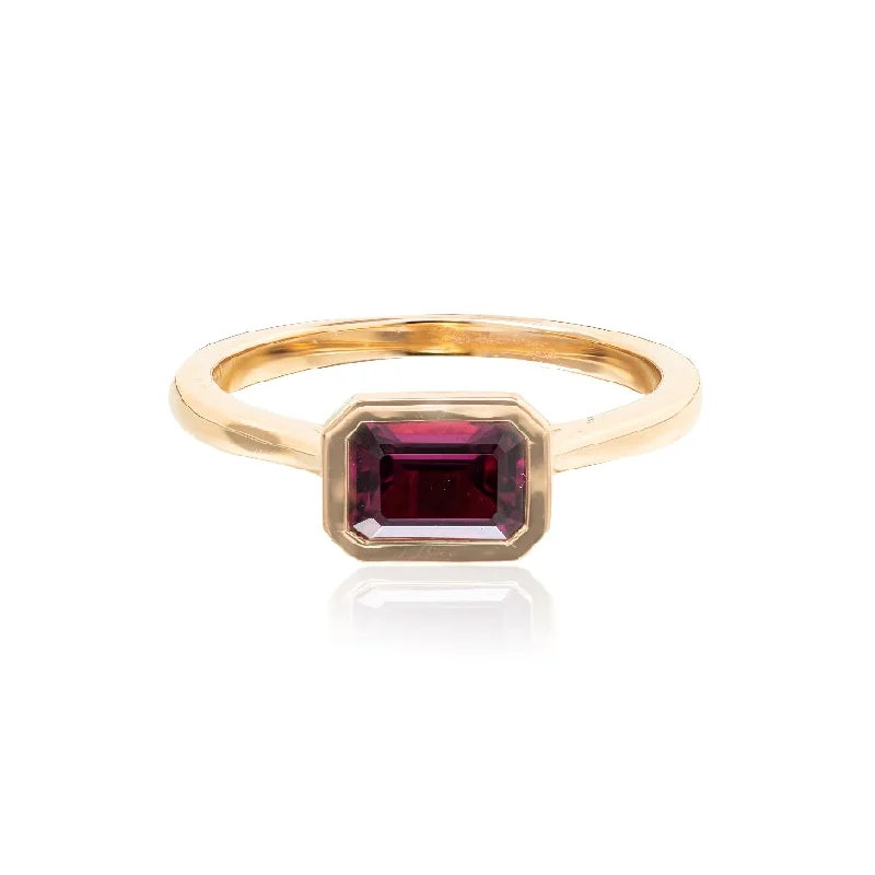 Garnet Rhodolite, Emerald Cut, 14KT