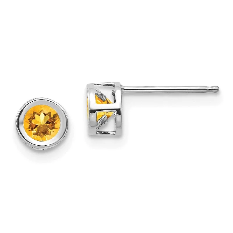 14k White Gold November Citrine Stud Earrings (L-4 mm, W-4 mm)